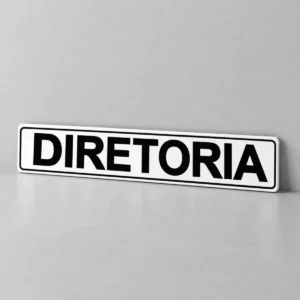 Diretoria — placa PVC em perspectiva, sem furos