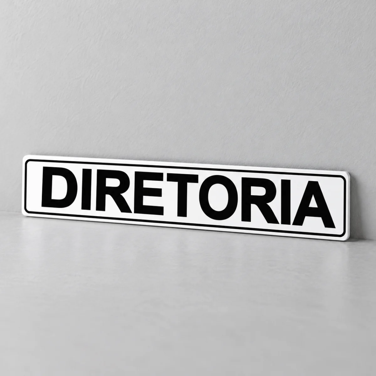 Diretoria — placa PVC em perspectiva, sem furos
