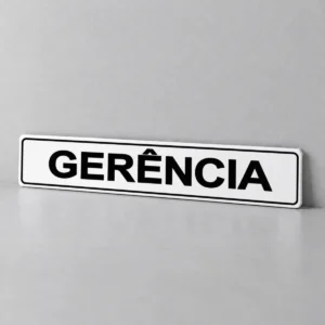 Gerência — placa PVC em perspectiva, sem furos