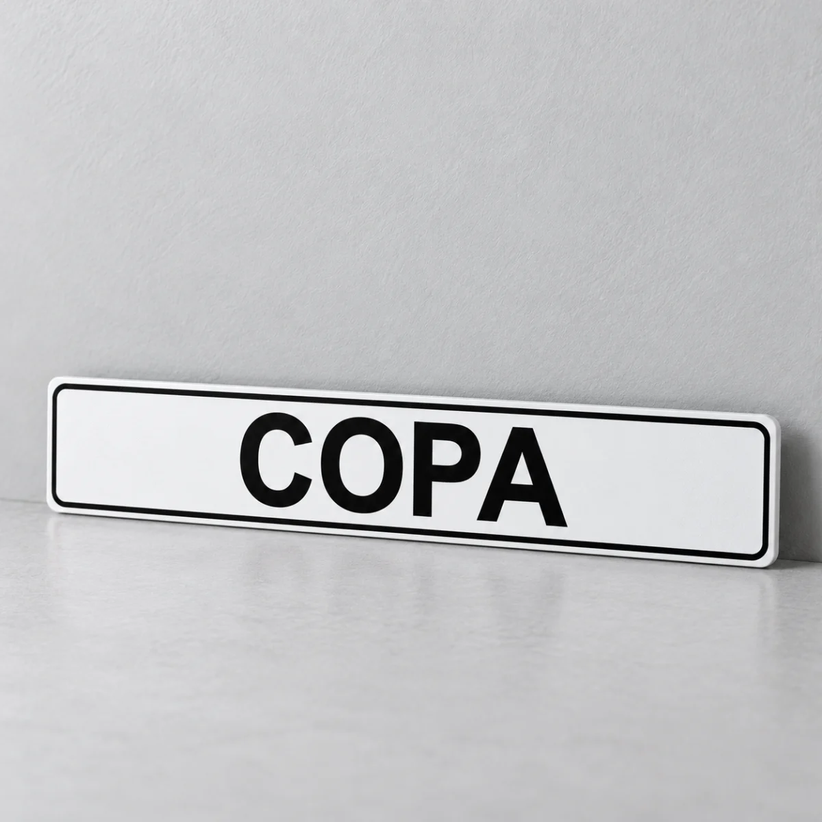 Copa — placa PVC em perspectiva, sem furos