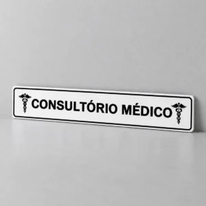 Consultório Médico — placa PVC em perspectiva, sem furos