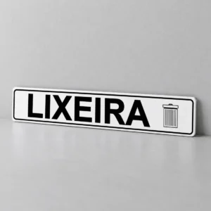 Lixeira — placa PVC em perspectiva, sem furos