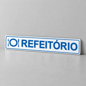 Refeitório — placa PVC em perspectiva, sem furos