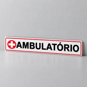 Ambulatório — placa PVC em perspectiva, sem furos