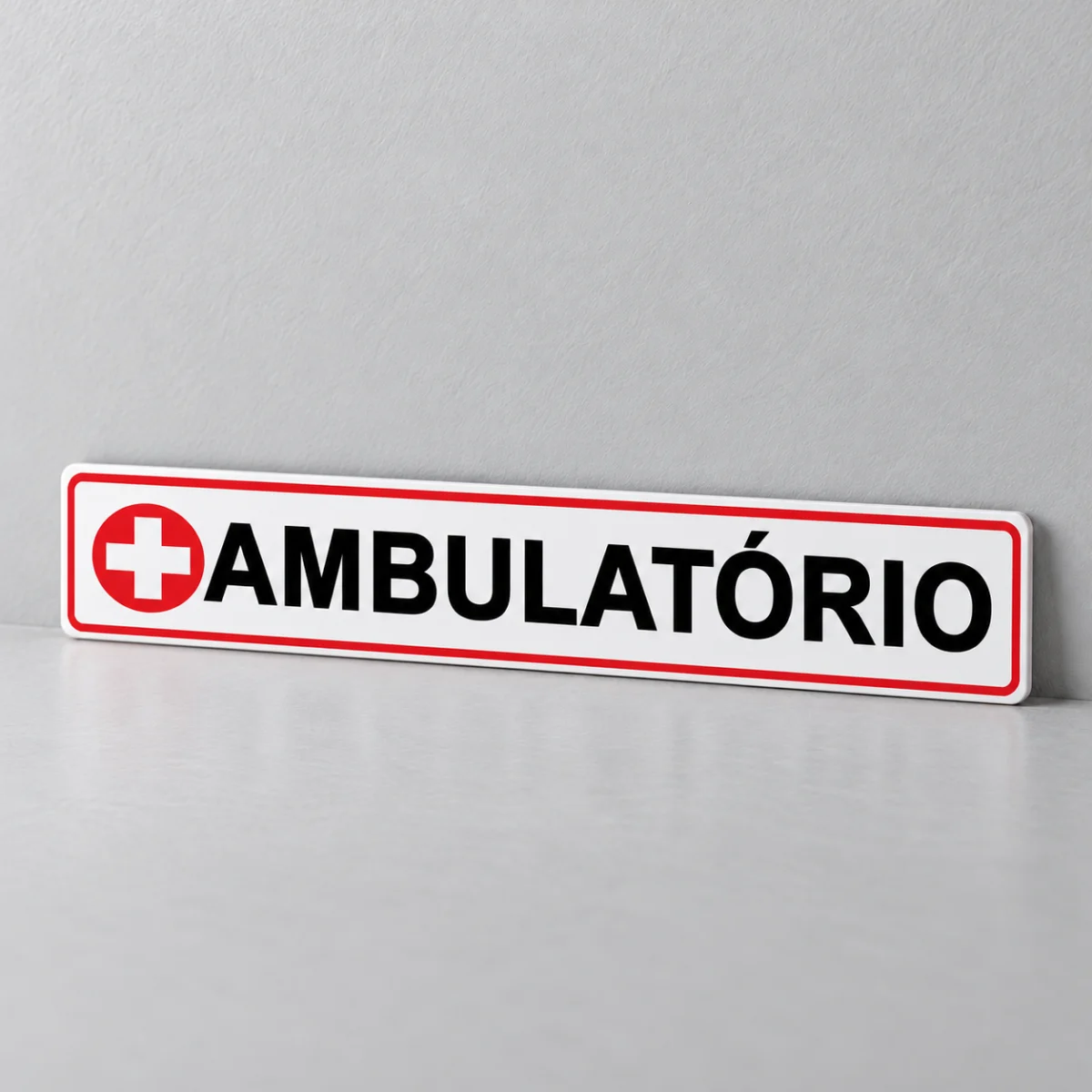 Ambulatório — placa PVC em perspectiva, sem furos