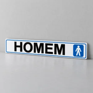 Homem — placa PVC em perspectiva, sem furos