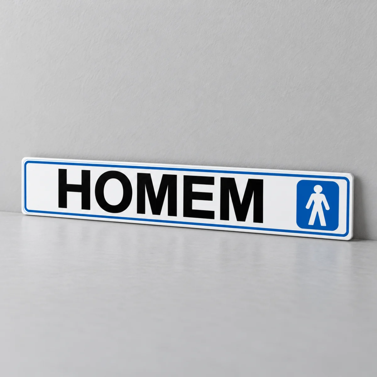 Homem — placa PVC em perspectiva, sem furos
