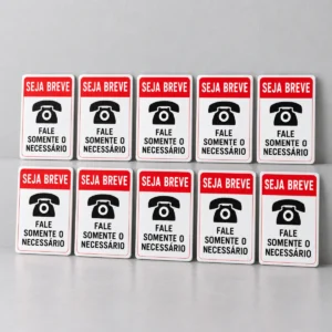 Kit Seja Breve ao Telefone - 10 peças — placa PVC em perspectiva, sem furos