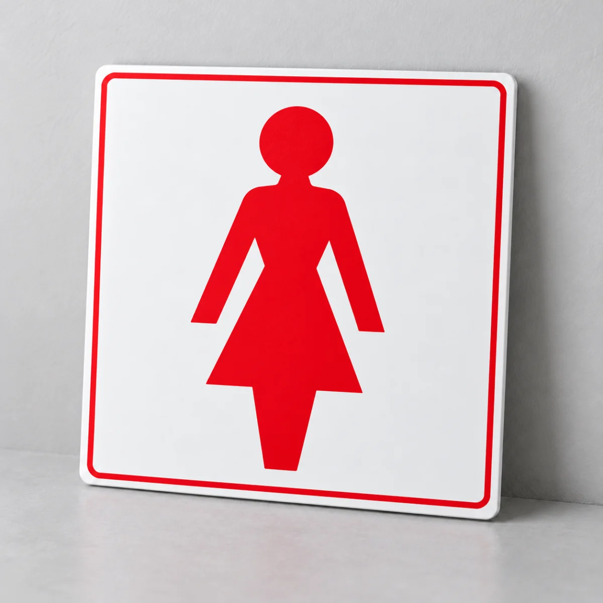 Sanitário Feminino — placa PVC em perspectiva, sem furos