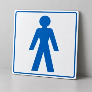 Sanitário Masculino — placa PVC em perspectiva, sem furos