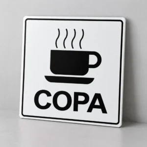 Copa - café — placa PVC em perspectiva, sem furos