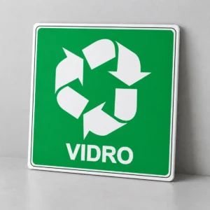 Coleta Seletiva - Vidro — placa PVC em perspectiva, sem furos