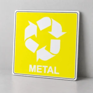 Coleta Seletiva - Metal — placa PVC em perspectiva, sem furos