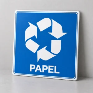 Coleta Seletiva - Papel — placa PVC em perspectiva, sem furos