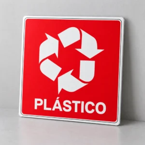Coleta Seletiva - Plástico — placa PVC em perspectiva, sem furos