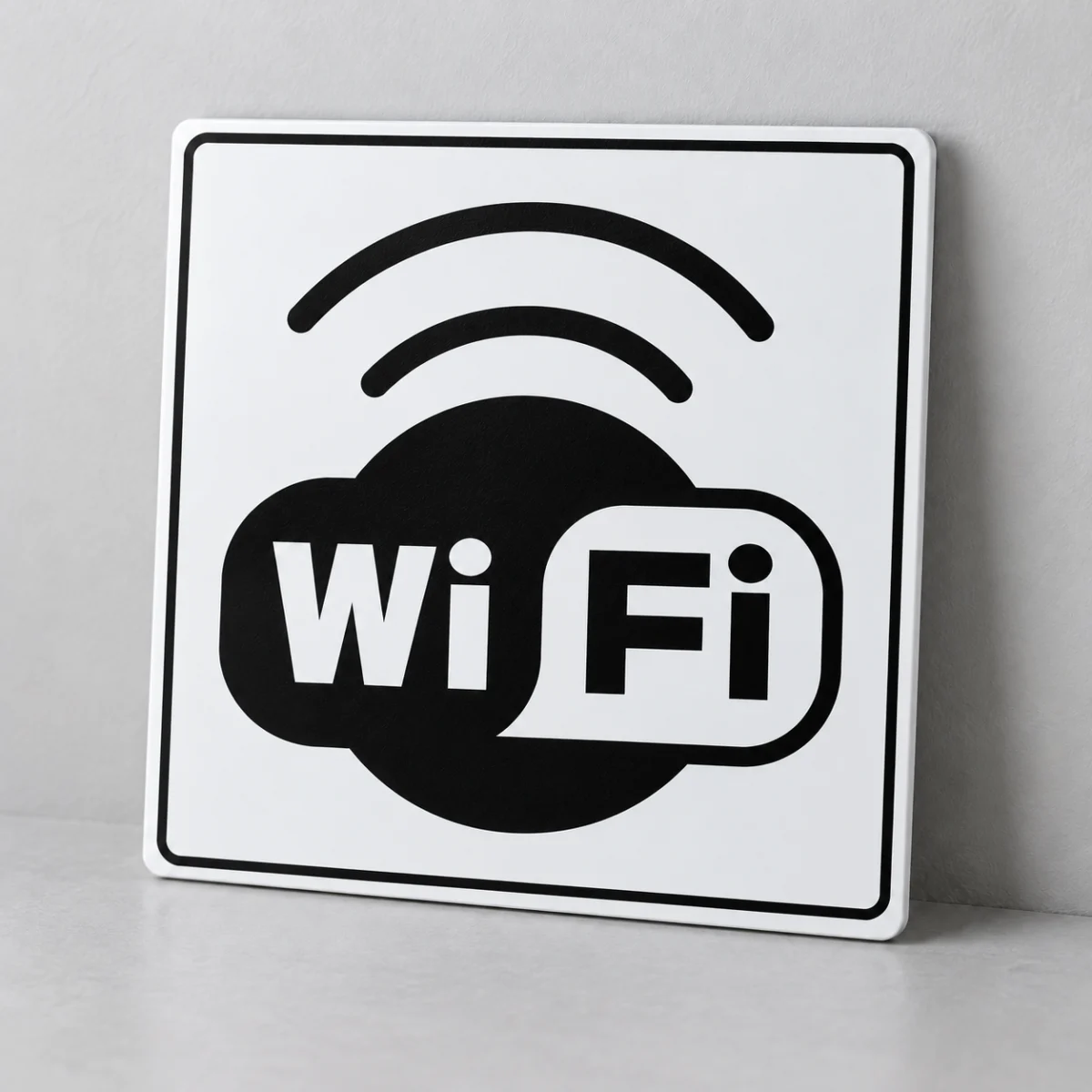 Wi-Fi — placa PVC em perspectiva, sem furos